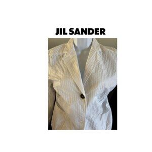 Jil Sander white seersucker suit size Fr 38 (US 6) pants & jacket